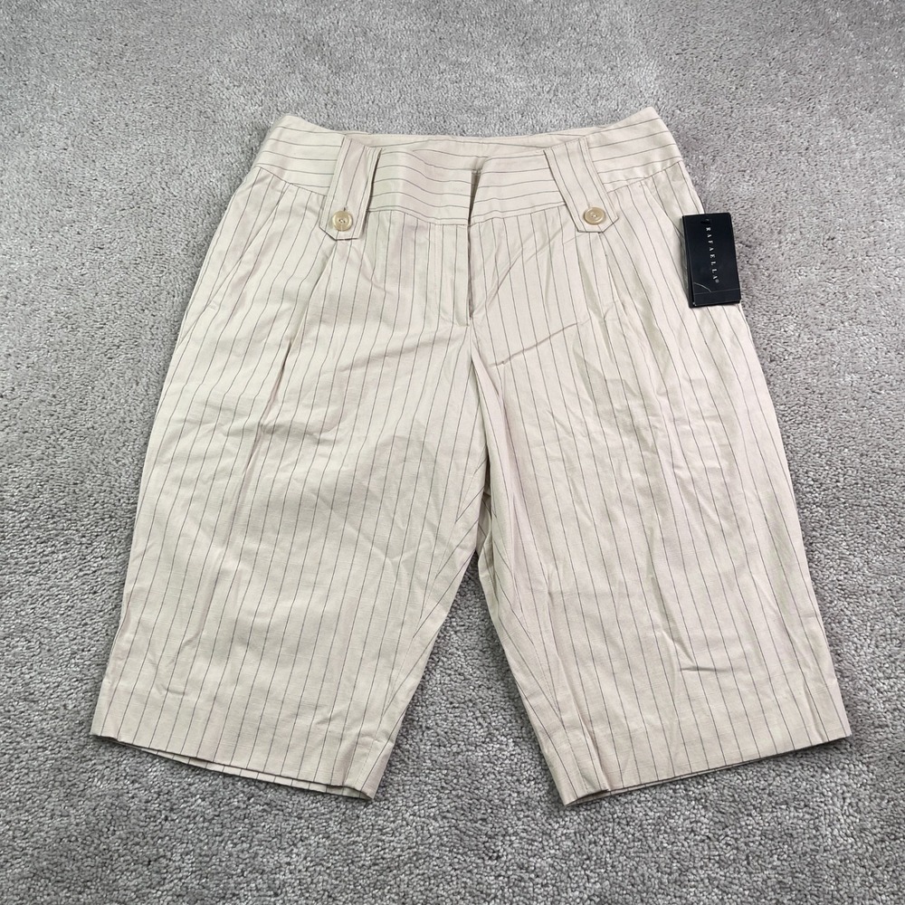 NEW Rafaella Shorts Womens 8 Tan Almond Pinstripe City Short Stretch Cotton NWT